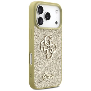 iPhone 17 Pro dėklas Guess Fixed Glitter Big 4G – auksinis 3 iPhone 17 Pro dėklas Guess Fixed Glitter Big 4G – auksinis 3