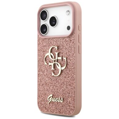 iPhone 17 Pro dėklas Guess Fixed Glitter Big 4G – rožinis 1