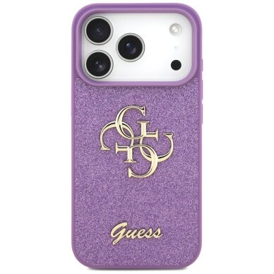 iPhone 17 Pro dėklas Guess Fixed Glitter Big 4G – violetinis 2