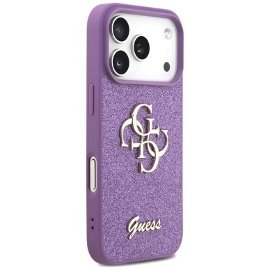 iPhone 17 Pro dėklas Guess Fixed Glitter Big 4G – violetinis 3