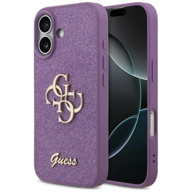 iPhone 17 dėklas Guess Fixed Glitter Big 4G – violetinis iPhone 17 dėklas Guess Fixed Glitter Big 4G – violetinis