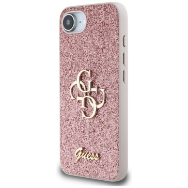 Guess Fixed Glitter Big 4G iPhone 16e Dėklas - Rožinis 1