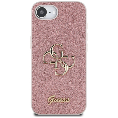 Guess Fixed Glitter Big 4G iPhone 16e Dėklas - Rožinis 2