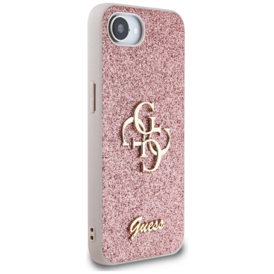 Guess Fixed Glitter Big 4G iPhone 16e Dėklas - Rožinis 3