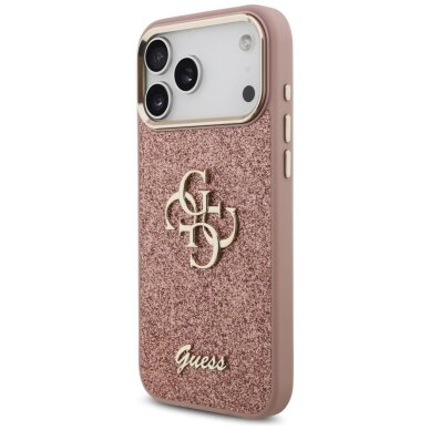 iPhone 17 Pro Max Guess Fixed Glitter Big 4G Metal Frame dėklas – rožinis 1 iPhone 17 Pro Max Guess Fixed Glitter Big 4G Metal Frame dėklas – rožinis 1