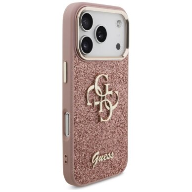 iPhone 17 Pro Guess Fixed Glitter Big 4G Metal Frame dėklas – rožinis 3 iPhone 17 Pro Guess Fixed Glitter Big 4G Metal Frame dėklas – rožinis 3