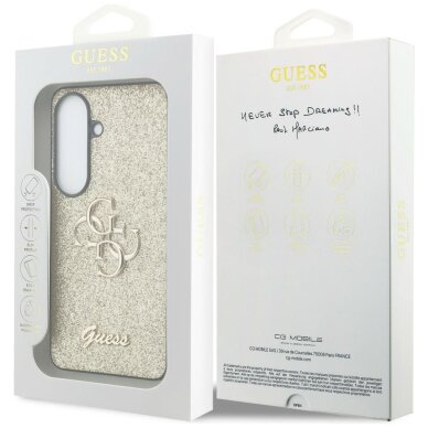 Samsung Galaxy S26 Guess Fixed Glitter Big 4G Metal Logo dėklas – auksinis 7