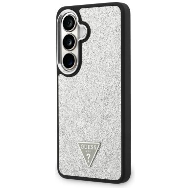 Samsung Galaxy S26+ Guess Fixed Glitter Triangle MagSafe dėklas – sidabrinis 1