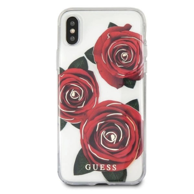 Guess Flower Desire Raudonas Rose iPhone X Dėklas - Permatomas 4 Guess Flower Desire Raudonas Rose iPhone X Dėklas - Permatomas 4
