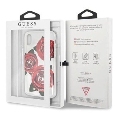 Guess Flower Desire Raudonas Rose iPhone X Dėklas - Permatomas 8