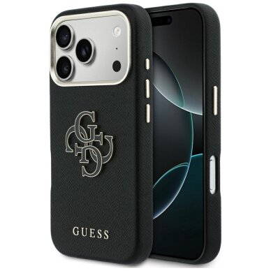 iPhone 17 Pro Max Guess FW Resin Logo dėklas – juodas iPhone 17 Pro Max Guess FW Resin Logo dėklas – juodas