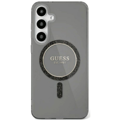 Guess Glitter Circle Classic Logo MagSafe Dėklas Samsung Galaxy S25 Juodas Guess Glitter Circle Classic Logo MagSafe Dėklas Samsung Galaxy S25 Juodas