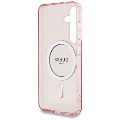 Samsung Galaxy S25 – Guess Glitter Circle Classic Logo MagSafe dėklas - Rožinis 6