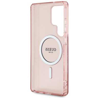 Samsung Galaxy S25 Ultra – Guess Glitter Circle Classic Logo MagSafe dėklas - Rožinis 6