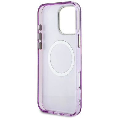 Guess Glitter Flowers Triangle Buttons MagSafe Dėklas skirtas iPhone 16 Pro Max Violetinis 6