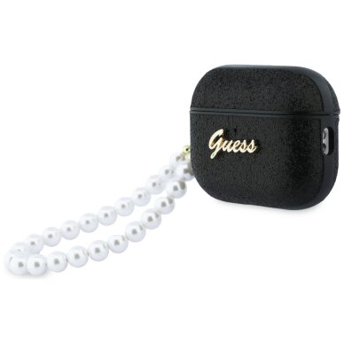 AirPods Pro 3 Guess Glitter Pearl Strap dėklas – juodas 2 AirPods Pro 3 Guess Glitter Pearl Strap dėklas – juodas 2