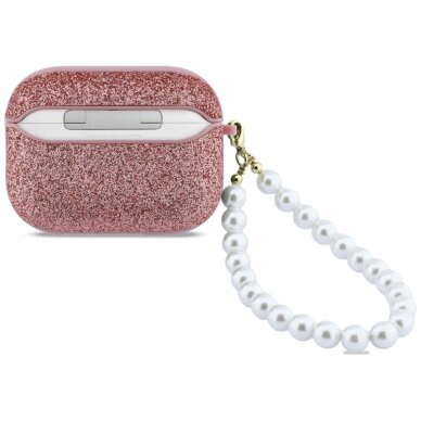 AirPods Pro 3 Guess Glitter Pearl Strap dėklas – rožinis 1