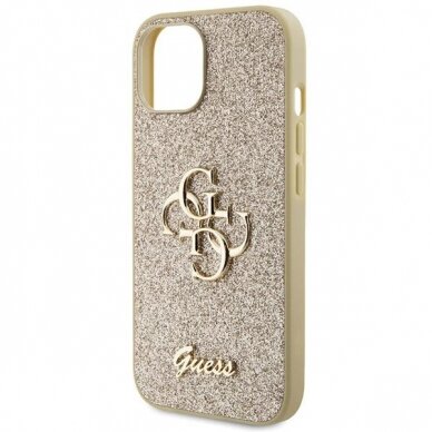 Dėklas Guess Glitter Script Big 4G iPhone 15 - Auksinis 5 Dėklas Guess Glitter Script Big 4G iPhone 15 - Auksinis 5