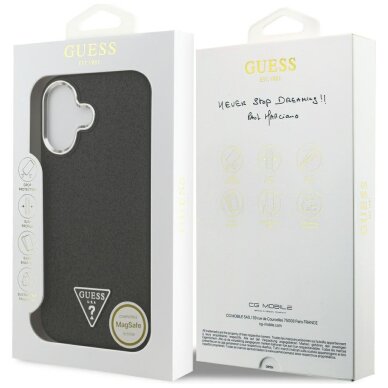 iPhone 17 Guess Glitter Triangle Logo MagSafe dėklas – juodas 7