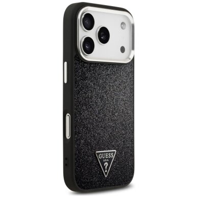 iPhone 17 Pro dėklas Guess Glitter Triangle Logo, MagSafe – juodas 3