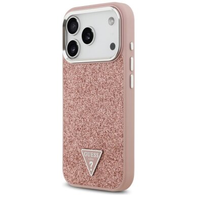iPhone 17 Pro Guess Glitter Triangle Logo MagSafe dėklas – rožinis 1 iPhone 17 Pro Guess Glitter Triangle Logo MagSafe dėklas – rožinis 1
