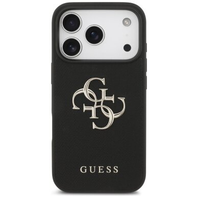 iPhone 17 Pro dėklas Guess Grained Big 4G & Classic Logo – juodas 2