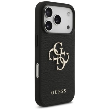 iPhone 17 Pro dėklas Guess Grained Big 4G & Classic Logo – juodas 3