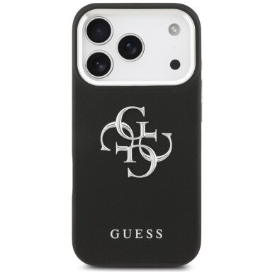 iPhone 17 Pro Guess Grained Big 4G Classic Logo dėklas – juodas 2