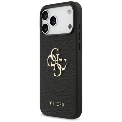 iPhone 17 Pro Max dėklas Guess Grained Big 4G & Classic Logo – juodas 1 iPhone 17 Pro Max dėklas Guess Grained Big 4G & Classic Logo – juodas 1
