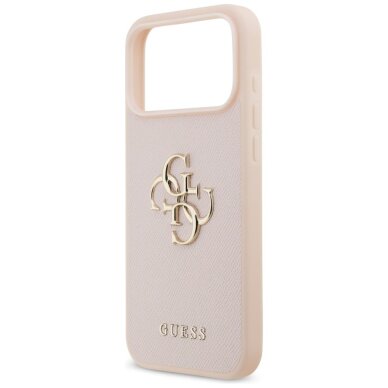 iPhone 17 Pro Max dėklas Guess Grained Big 4G & Classic Logo – rožinis 5