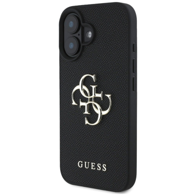 Guess Grained Big 4G Logo Small Classic Logo Dėklas skirtas iPhone 16 - Juodas 1