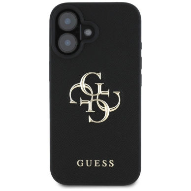 Guess Grained Big 4G Logo Small Classic Logo Dėklas skirtas iPhone 16 - Juodas 2