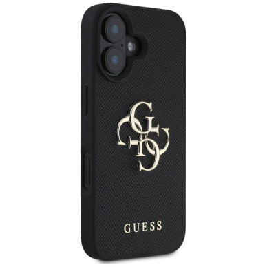 Guess Grained Big 4G Logo Small Classic Logo Dėklas skirtas iPhone 16 - Juodas 3