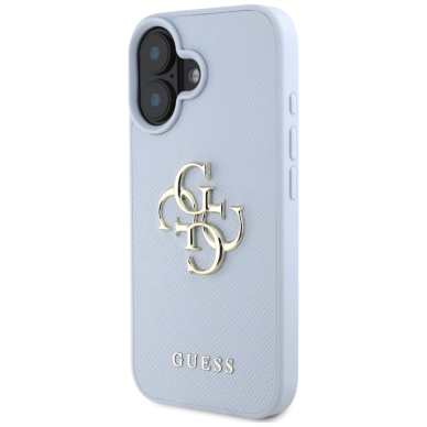 Guess Grained Big 4G Logo Small Classic Logo Dėklas skirtas iPhone 16 - Mėlynas 1
