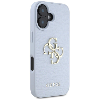 Guess Grained Big 4G Logo Small Classic Logo Dėklas skirtas iPhone 16 - Mėlynas 3