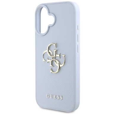 Guess Grained Big 4G Logo Small Classic Logo Dėklas skirtas iPhone 16 - Mėlynas 5