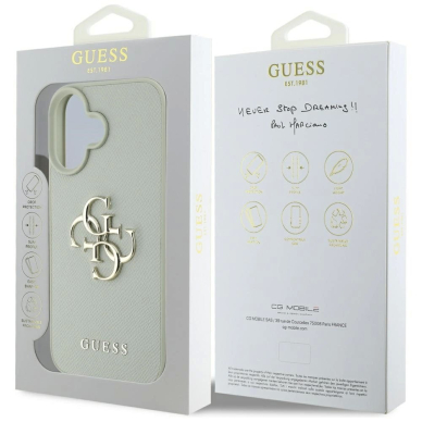 Guess Grained Big 4G Logo Small Classic Logo Dėklas skirtas iPhone 16 - Žalias 7