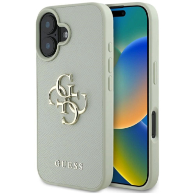 Guess Grained Big 4G Logo Small Classic Logo Dėklas skirtas iPhone 16 - Žalias