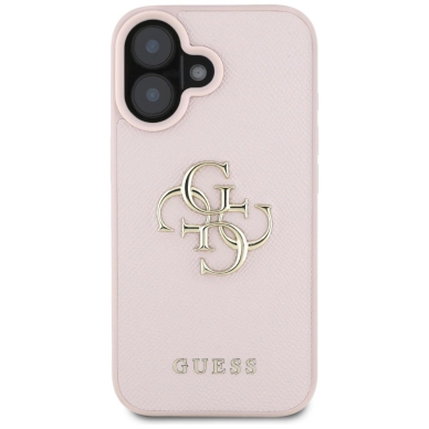 Guess Grained Big 4G Logo Small Classic Logo Dėklas skirtas iPhone 16 - Rožinis 2