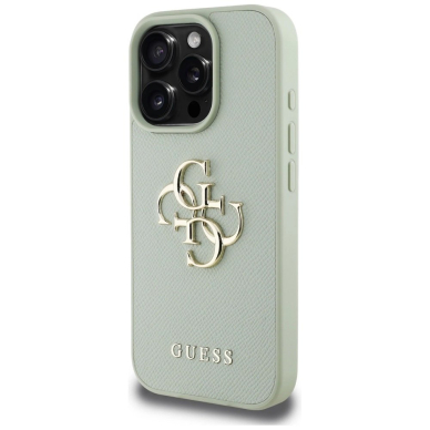 Guess Grained Big 4G Logo Small Classic Logo Dėklas skirtas iPhone 16 Pro - Žalias 1