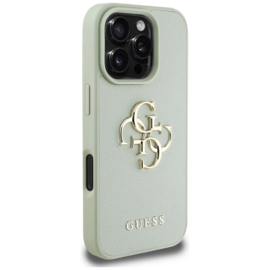 Guess Grained Big 4G Logo Small Classic Logo Dėklas skirtas iPhone 16 Pro Max - Žalias 3