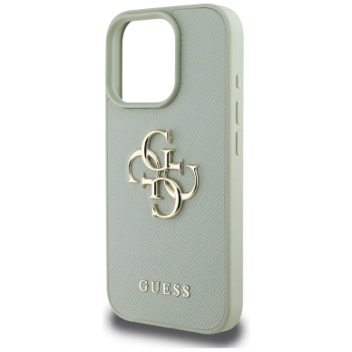 Guess Grained Big 4G Logo Small Classic Logo Dėklas skirtas iPhone 16 Pro Max - Žalias 5