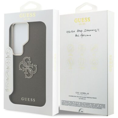 Samsung Galaxy S26 Ultra Guess Grained Big 4G Metal Logo dėklas – rudas 6