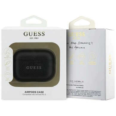 AirPods Pro 3 Guess Grained Classic Logo dėklas – juodas 3 AirPods Pro 3 Guess Grained Classic Logo dėklas – juodas 3