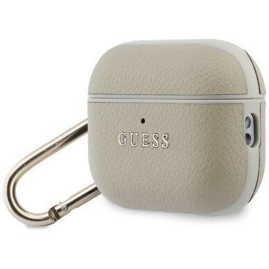 AirPods Pro 3 Guess Grained Classic Logo Hook dėklas – auksinis 2 AirPods Pro 3 Guess Grained Classic Logo Hook dėklas – auksinis 2