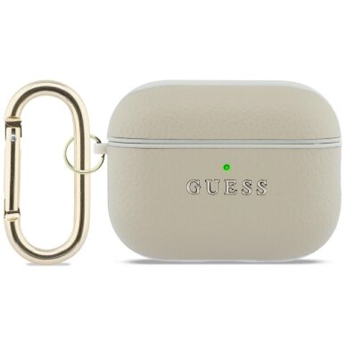 AirPods Pro 3 Guess Grained Classic Logo Hook dėklas – auksinis