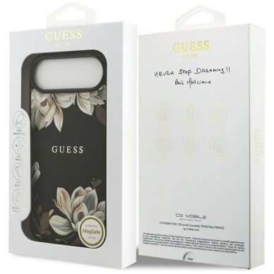 iPhone Air Guess Grained Flowers Classic Logo MagSafe dėklas – juodas 7