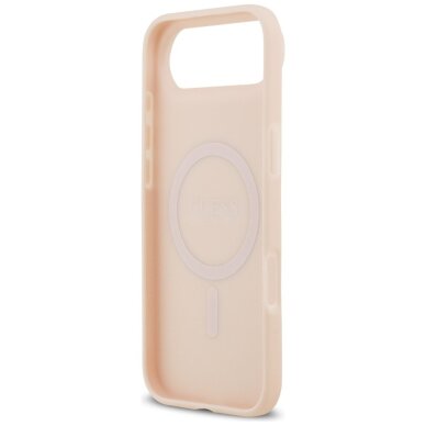 iPhone Air Guess Grained Flowers Classic Logo dėklas su MagSafe – rožinis 6