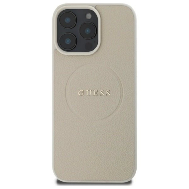 iPhone 16 Pro Max Guess Grained Gold Ring MagSafe dėklas - smėlio 2