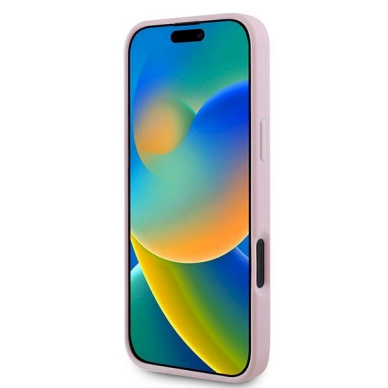 Dėklas Guess Grained Gold Ring MagSafe iPhone 16 Plus - Rožinis 4 Dėklas Guess Grained Gold Ring MagSafe iPhone 16 Plus - Rožinis 4